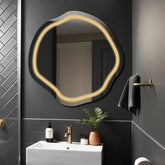 Espejo LED Asimétrico Ovalado | Control por interruptor de pared | Luz blanca cálida - Reyze Seria Salono Model 1